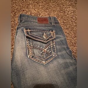 BKE Women's Boot Cut Jeans - Blue with Brown Accents